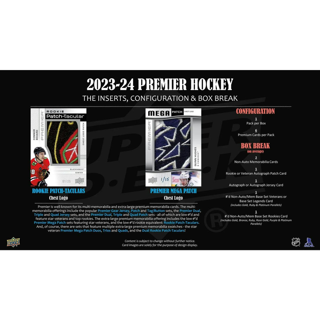 2023 24 Upper Deck Premier Hockey Hobby Box (Ships Sealed Only)