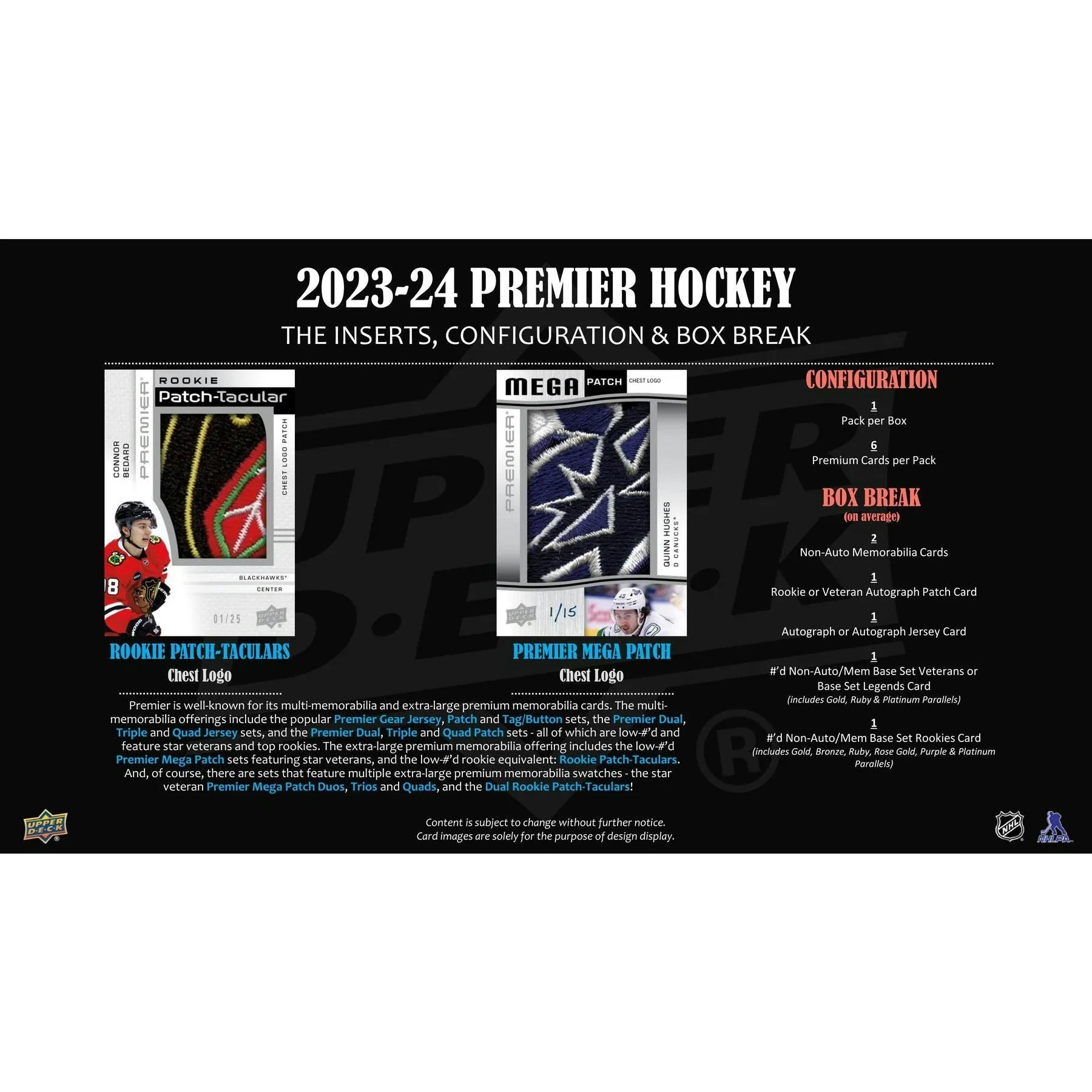 2023 24 Upper Deck Premier Hockey Hobby Box (Ships Sealed Only)