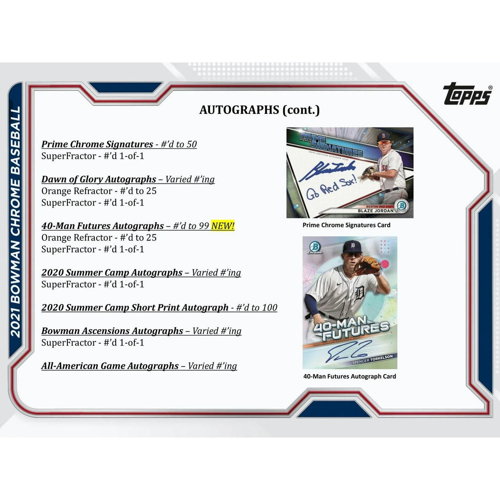 2021 Bowman Chrome Baseball Hobby Box (Ships Sealed Only) - D