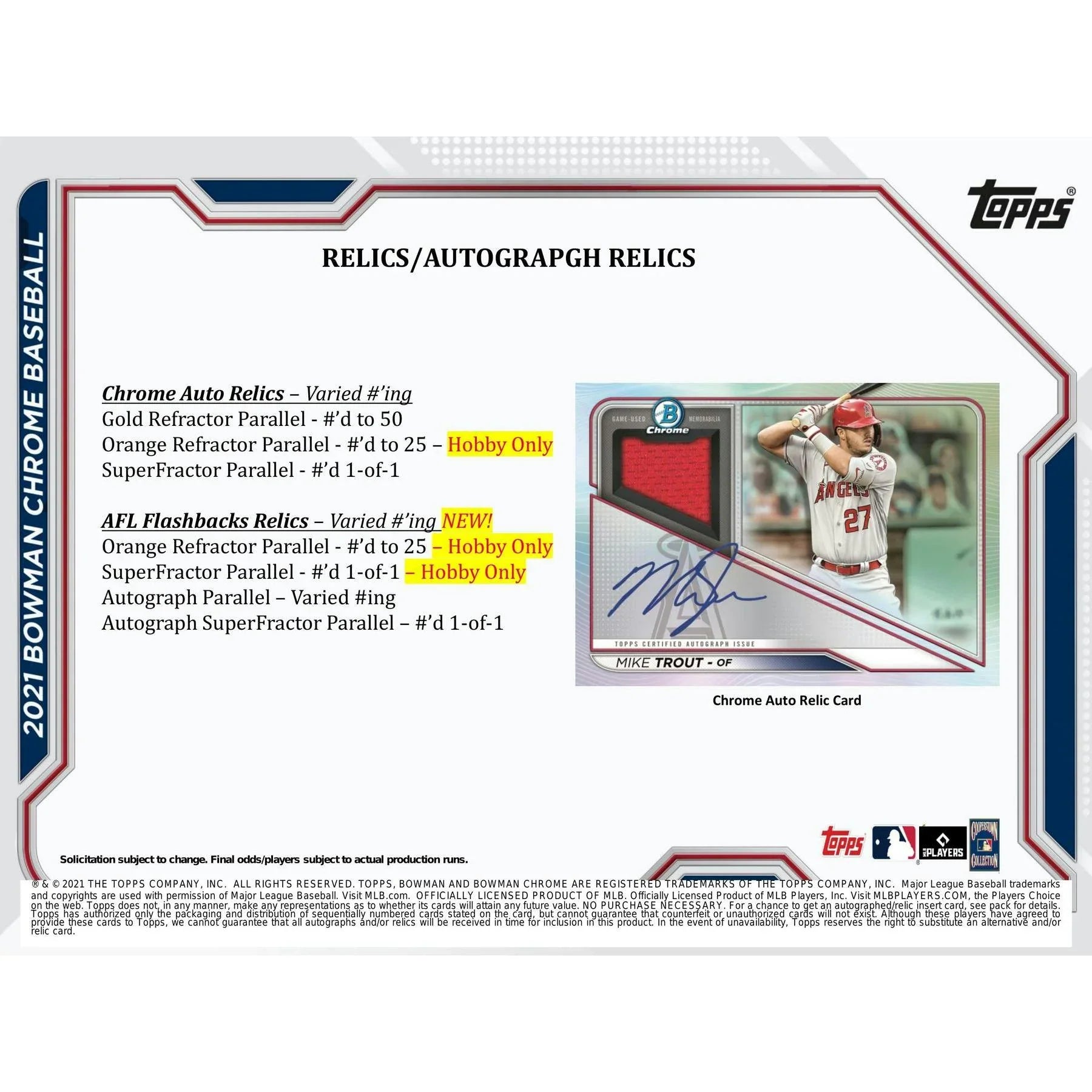 2021 Bowman Chrome Baseball Hobby Box (Ships Sealed Only) - D