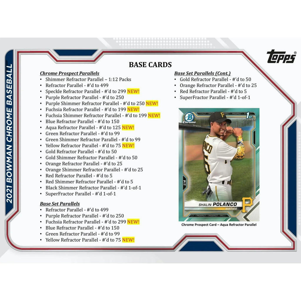 2021 Bowman Chrome Baseball Hobby Box (Ships Sealed Only) - D