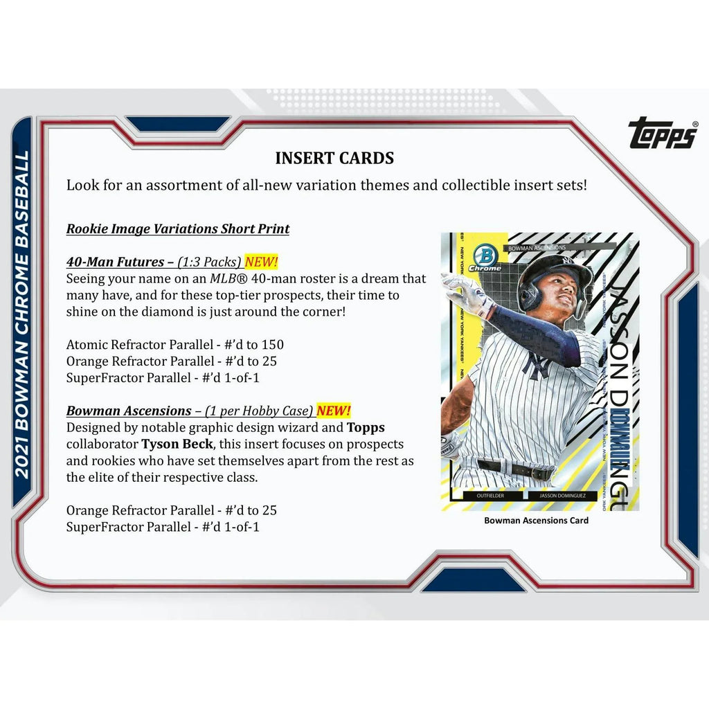 2021 Bowman Chrome Baseball Hobby Box (Ships Sealed Only) - D