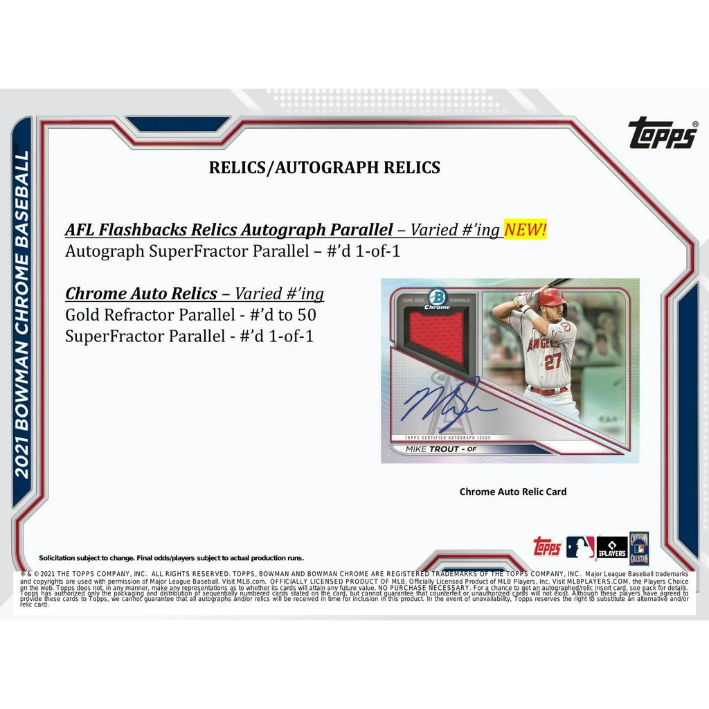 2021 Bowman Chrome Baseball HTA Choice Box (Ships Sealed Only) - D