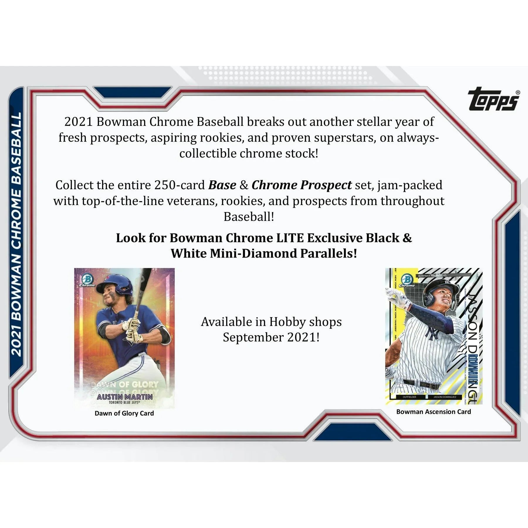 2021 Bowman Chrome Baseball Lite Hobby Box Black White Mini Diamond Parallels (Ships Sealed Only)