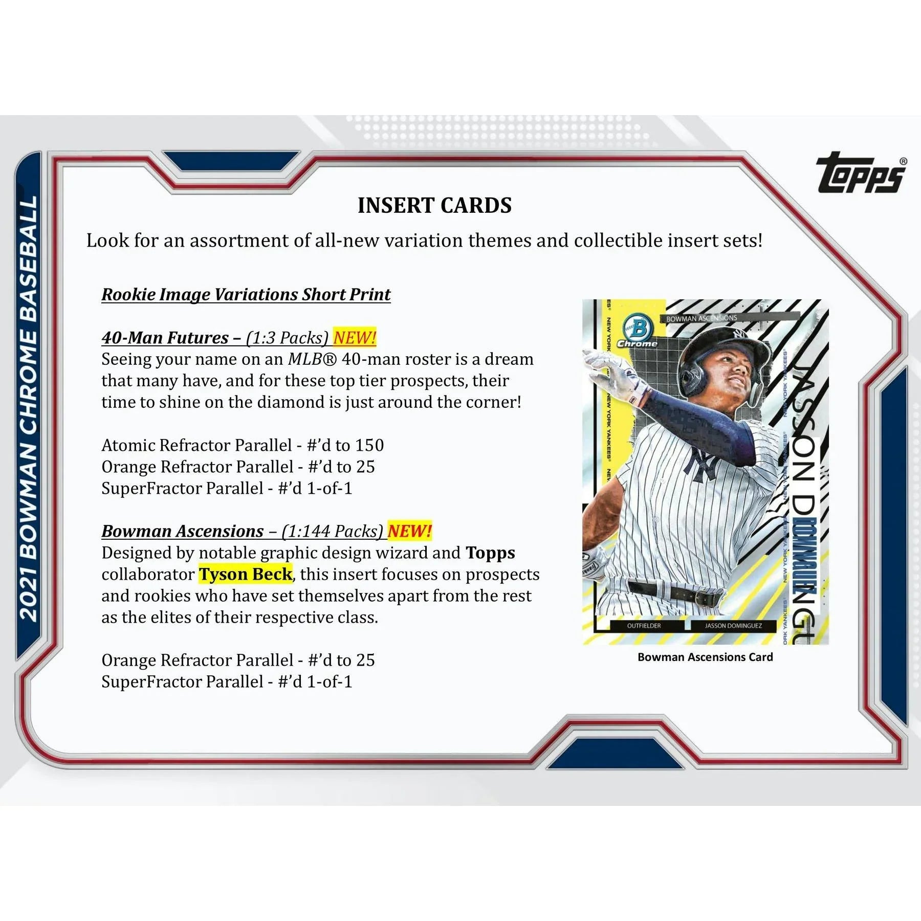 2021 Bowman Chrome Baseball Lite Hobby Box Black White Mini Diamond Parallels (Ships Sealed Only)