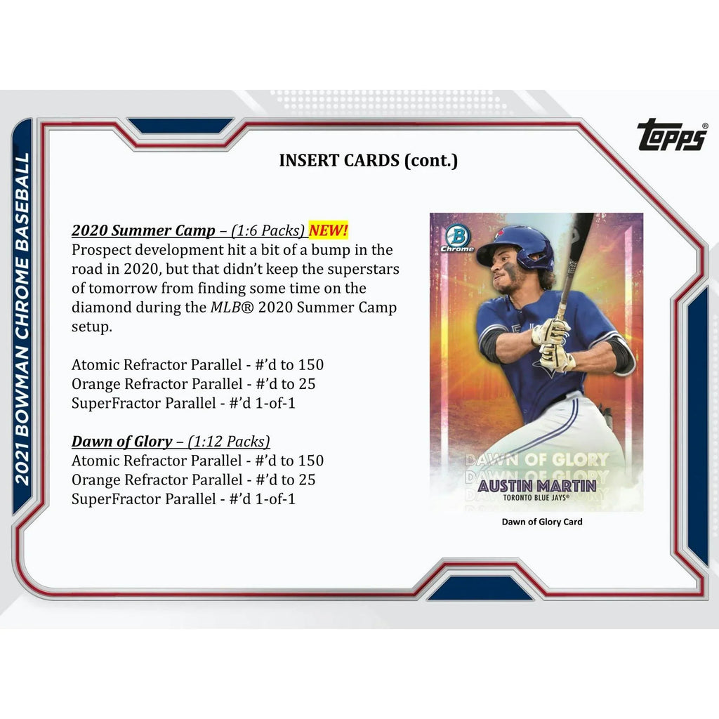 2021 Bowman Chrome Baseball Lite Hobby Box Black White Mini Diamond Parallels (Ships Sealed Only)