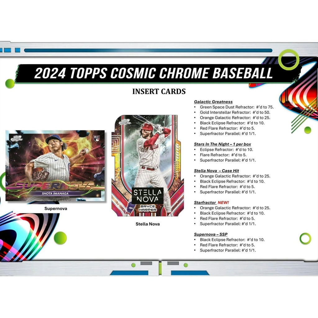 2024 Topps Cosmic Chrome Baseball Hobby Box (Ships Sealed Only)