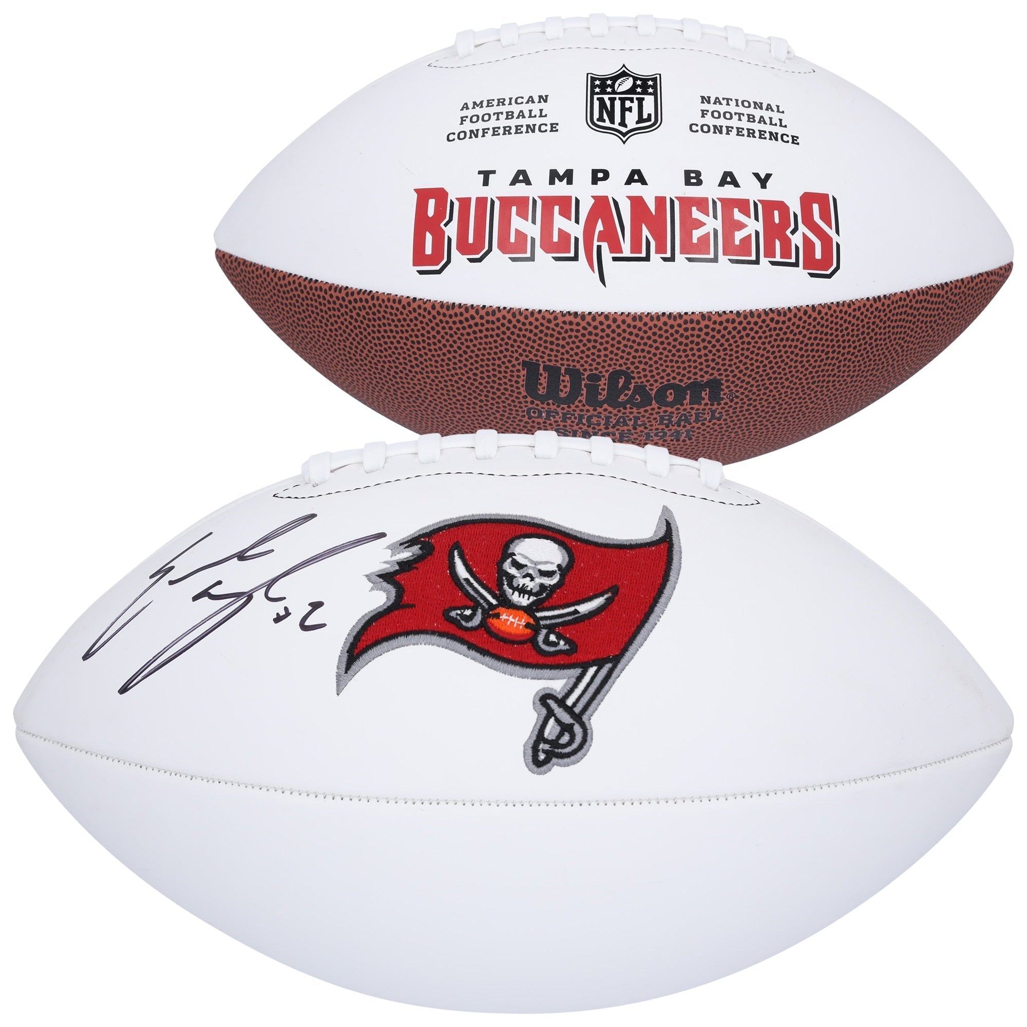 Emeka Egbuka Tampa Bay Buccaneers Autographed Fanatics Authentic Wilson White Panel Football