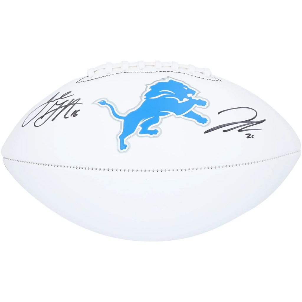 Jared Goff & Jahmyr Gibbs Signed Detroit Lions Football | White Panel