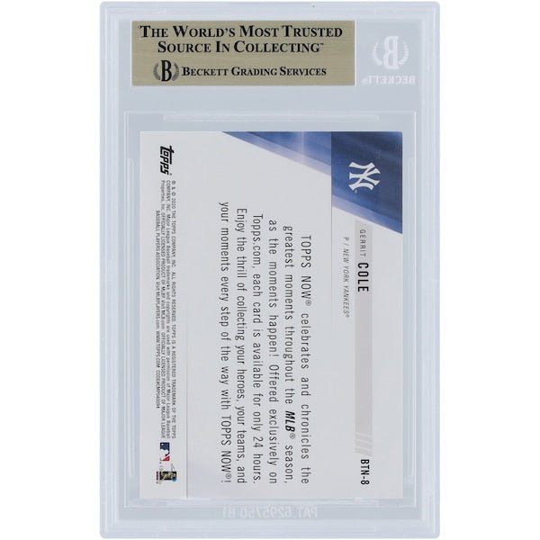 Gerrit Cole New York Yankees 2020 Topps Now Best of Topps Now #BTN-8 BGS Authenticated 9.5 Card