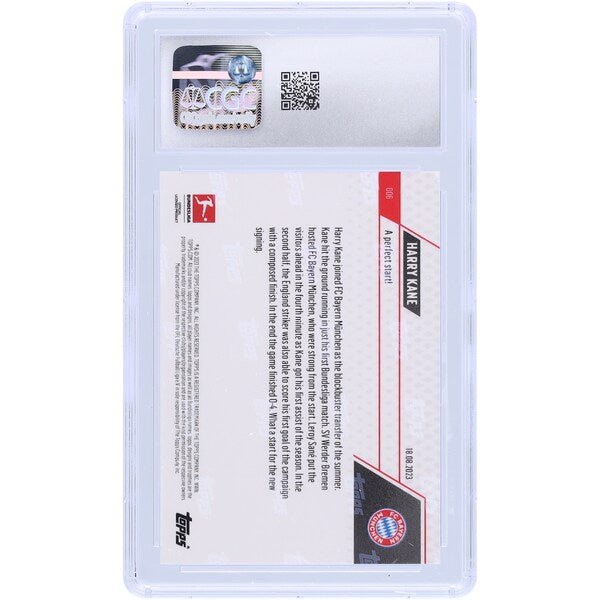 Harry Kane Bayern Munich 2023-24 Topps Now UEFA A Perfect Start! #6 CGC Authenticated 9.5 Card
