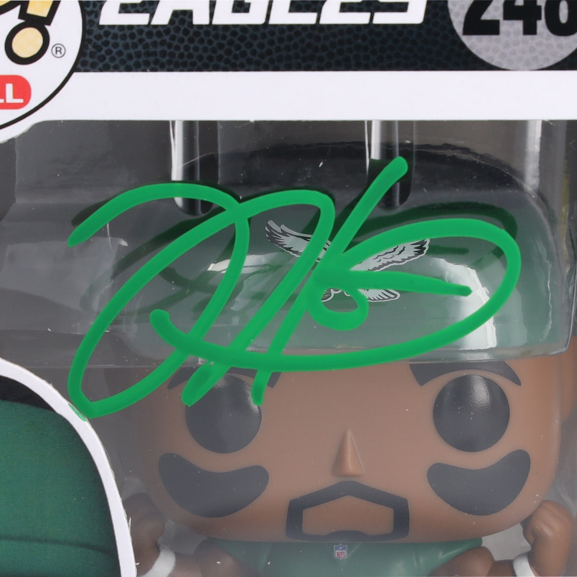 Jalen Hurts Philadelphia Eagles Autographed Fanatics Authentic Throwback Kelly Green Funko Pop! Vinyl Figurine