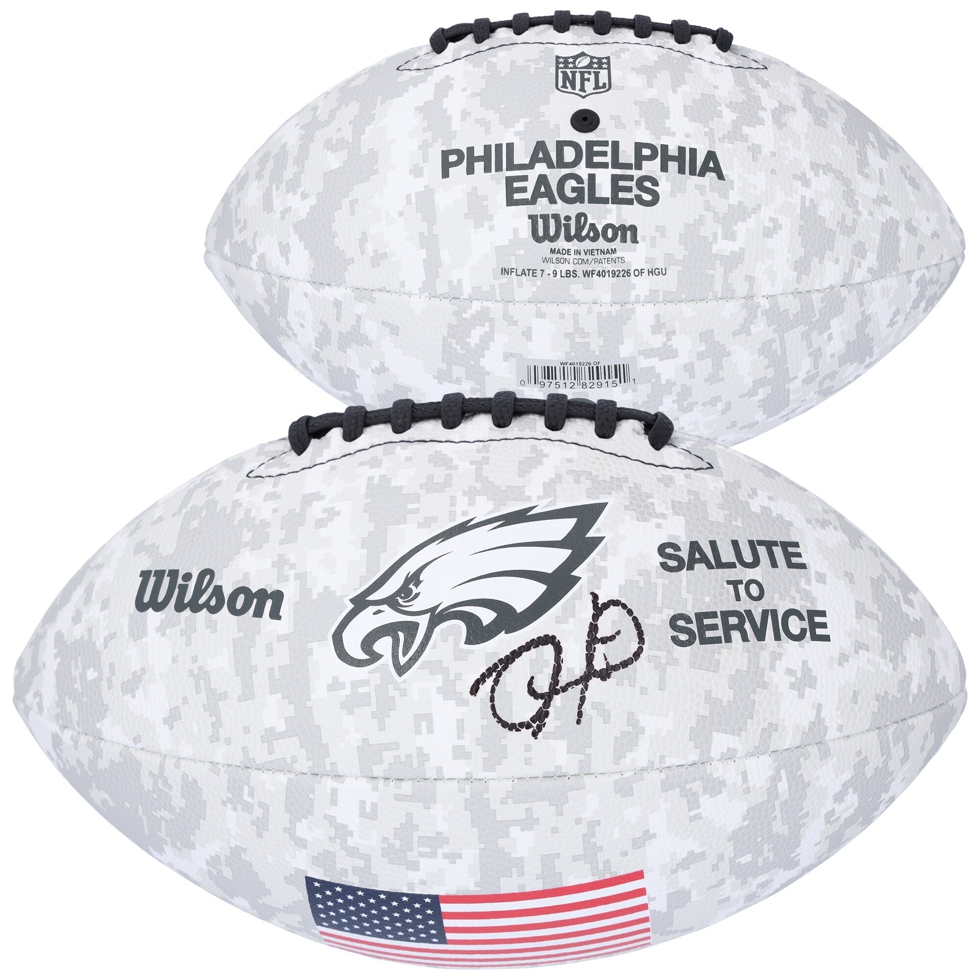Jalen Hurts Philadelphia Eagles Autographed Fanatics Authentic Wilson 2024 Salute To Service Football