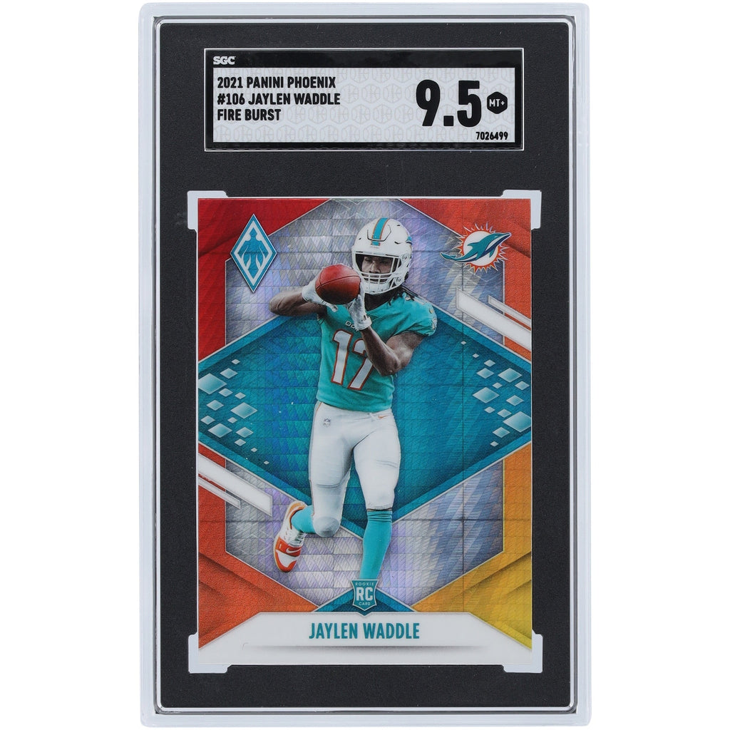 Jaylen Waddle Miami Dolphins 2021 Panini Phoenix Fire Burst #106 SGC Authenticated 9.5 Rookie Card