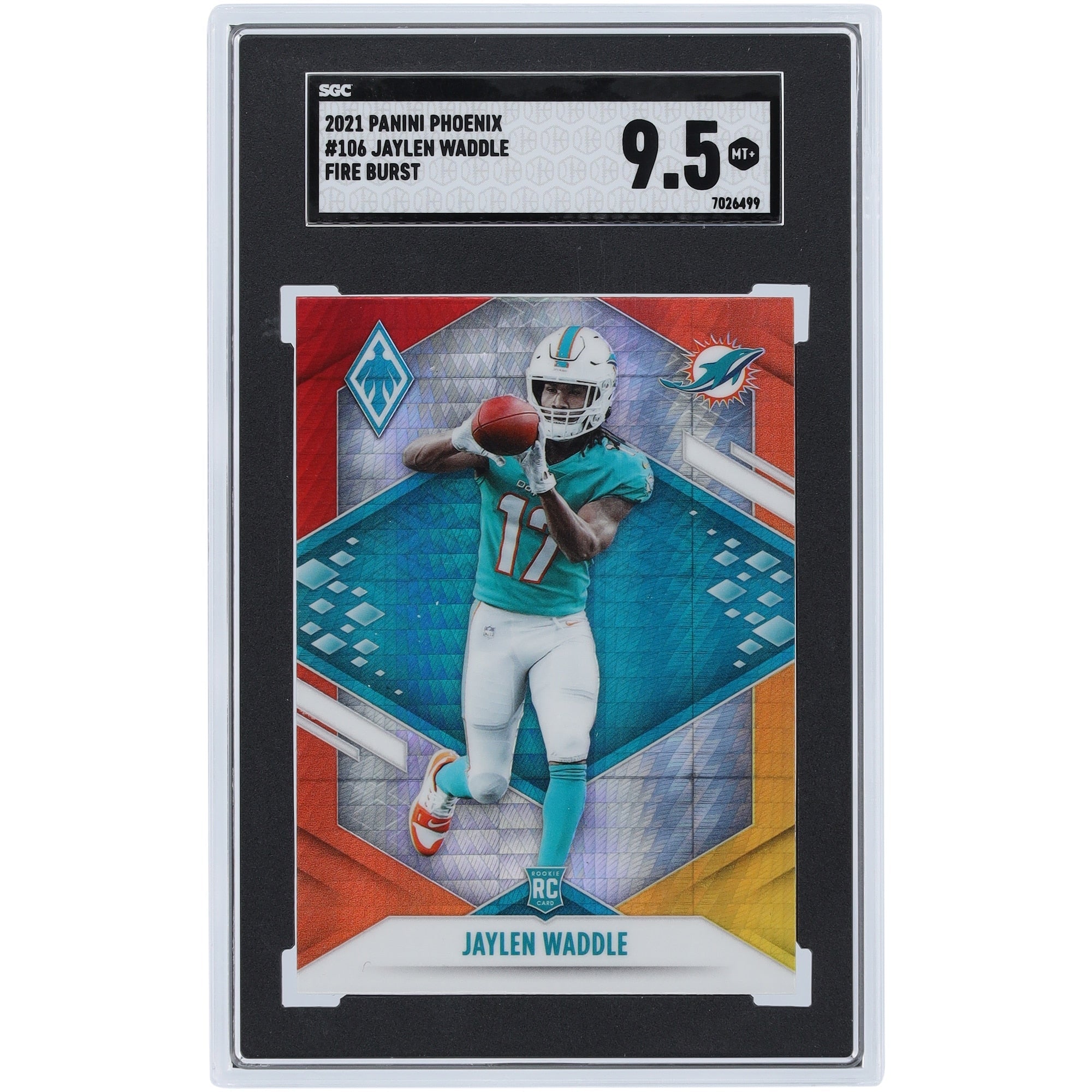Jaylen Waddle Miami Dolphins 2021 Panini Phoenix Fire Burst #106 SGC Authenticated 9.5 Rookie Card