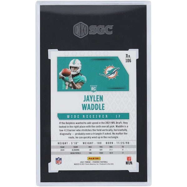 Jaylen Waddle Miami Dolphins 2021 Panini Phoenix Fire Burst #106 SGC Authenticated 9.5 Rookie Card