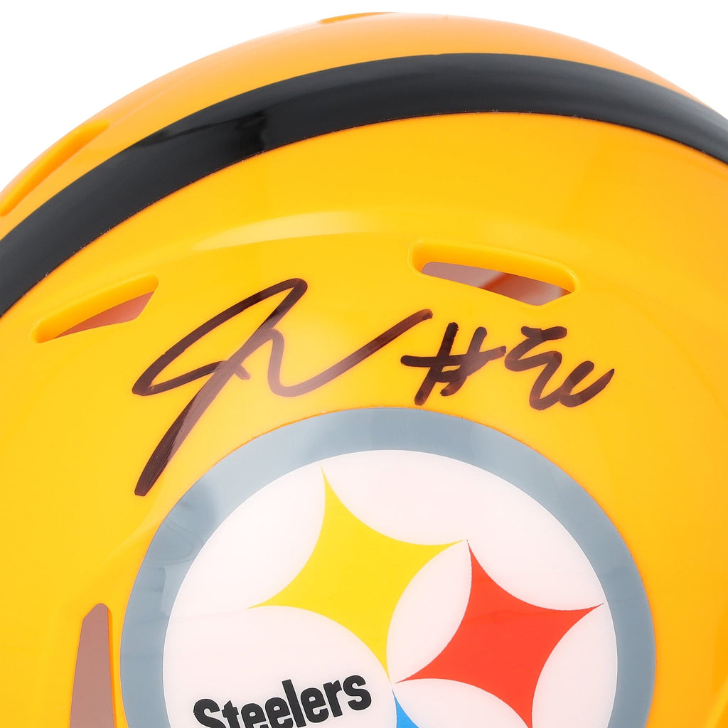 Jaylen Warren Pittsburgh Steelers Autographed Fanatics Authentic Riddell Gold Throwback Speed Mini Helmet