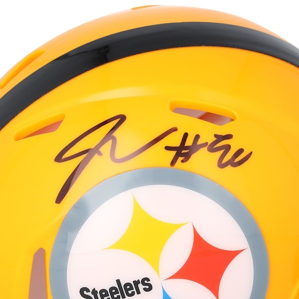 Jaylen Warren Pittsburgh Steelers Autographed Fanatics Authentic Riddell Gold Throwback Speed Mini Helmet