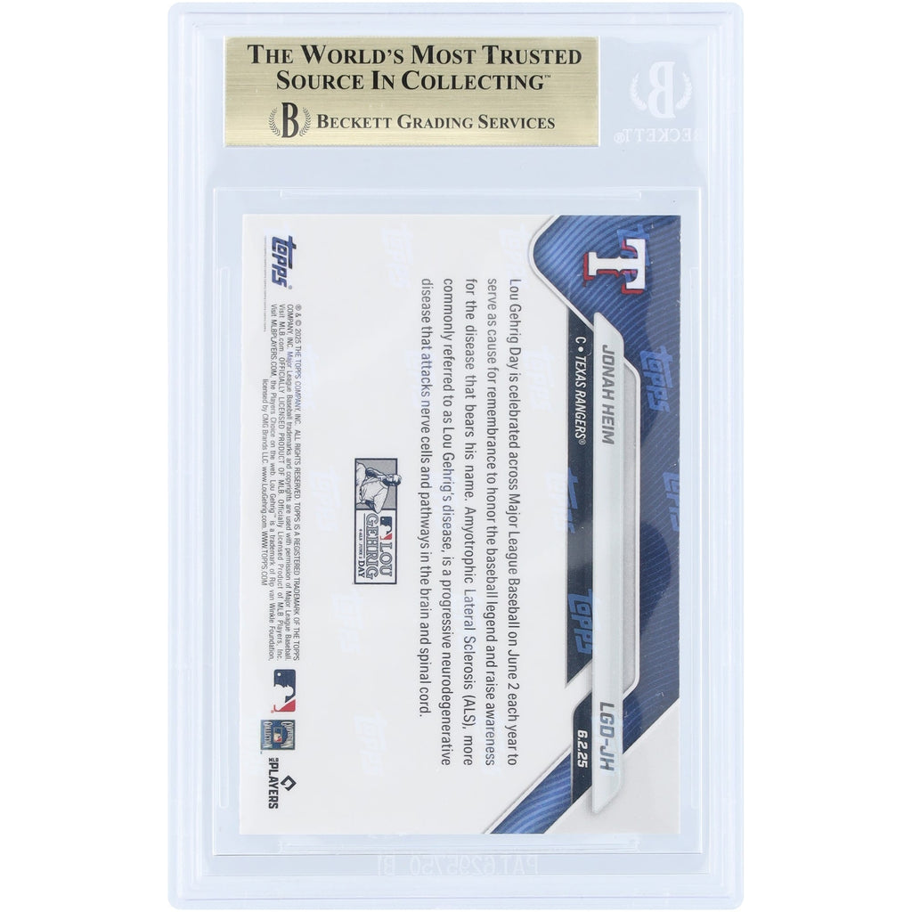 Jonah Heim Texas Rangers 2025 Topps Now Lou Gehrig Day #LGD-JH BGS Authenticated 9.5 Card