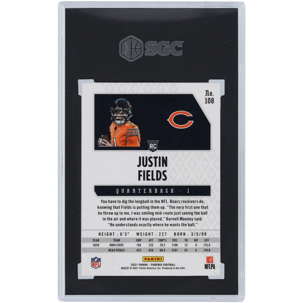 Justin Fields Chicago Bears 2021 Panini Phoenix Fire Burst #108 SGC Authenticated 9 Rookie Card
