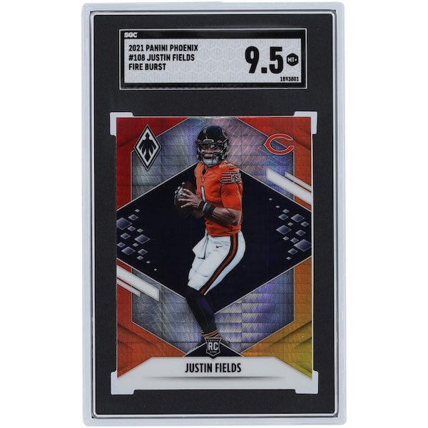 Justin Fields Chicago Bears 2021 Panini Phoenix Fire Burst #108 SGC Authenticated 9.5 Rookie Card
