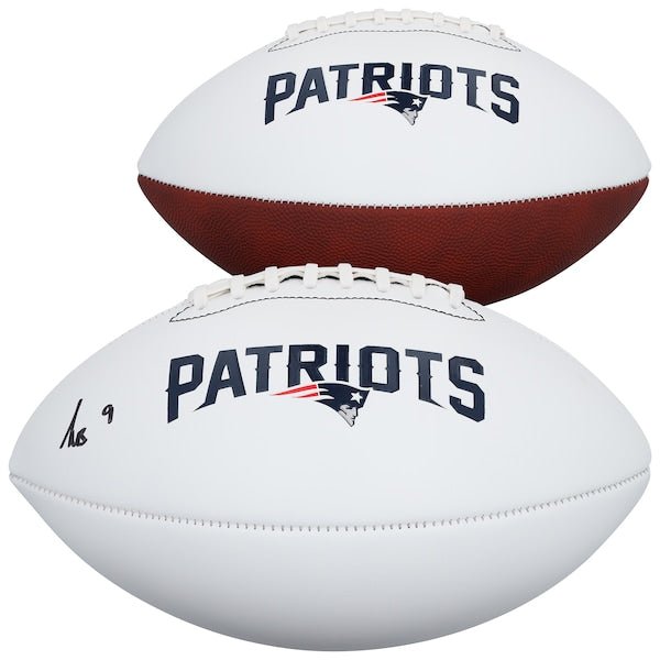 Kayshon Boutte New England Patriots Autographed Fanatics Authentic Franklin White Panel Football