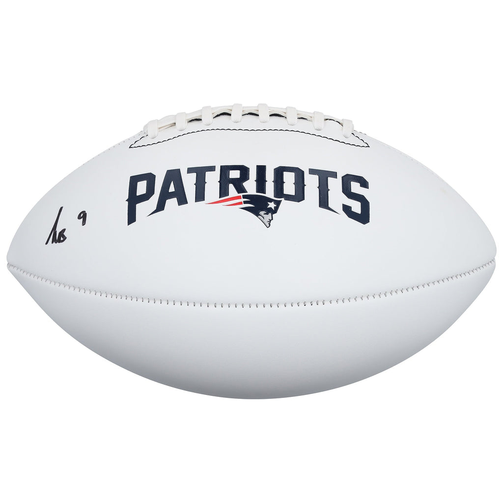 Kayshon Boutte New England Patriots Autographed Fanatics Authentic Franklin White Panel Football