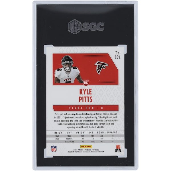 Kyle Pitts Atlanta Falcons 2021 Panini Phoenix Fire Burst #104 SGC Authenticated 9 Rookie Card