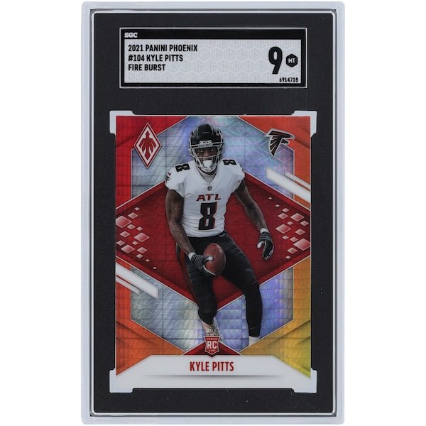 Kyle Pitts Atlanta Falcons 2021 Panini Phoenix Fire Burst #104 SGC Authenticated 9 Rookie Card