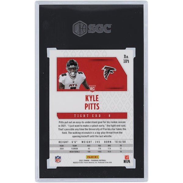 Kyle Pitts Atlanta Falcons 2021 Panini Phoenix Fire Burst #104 SGC Authenticated 9.5 Rookie Card