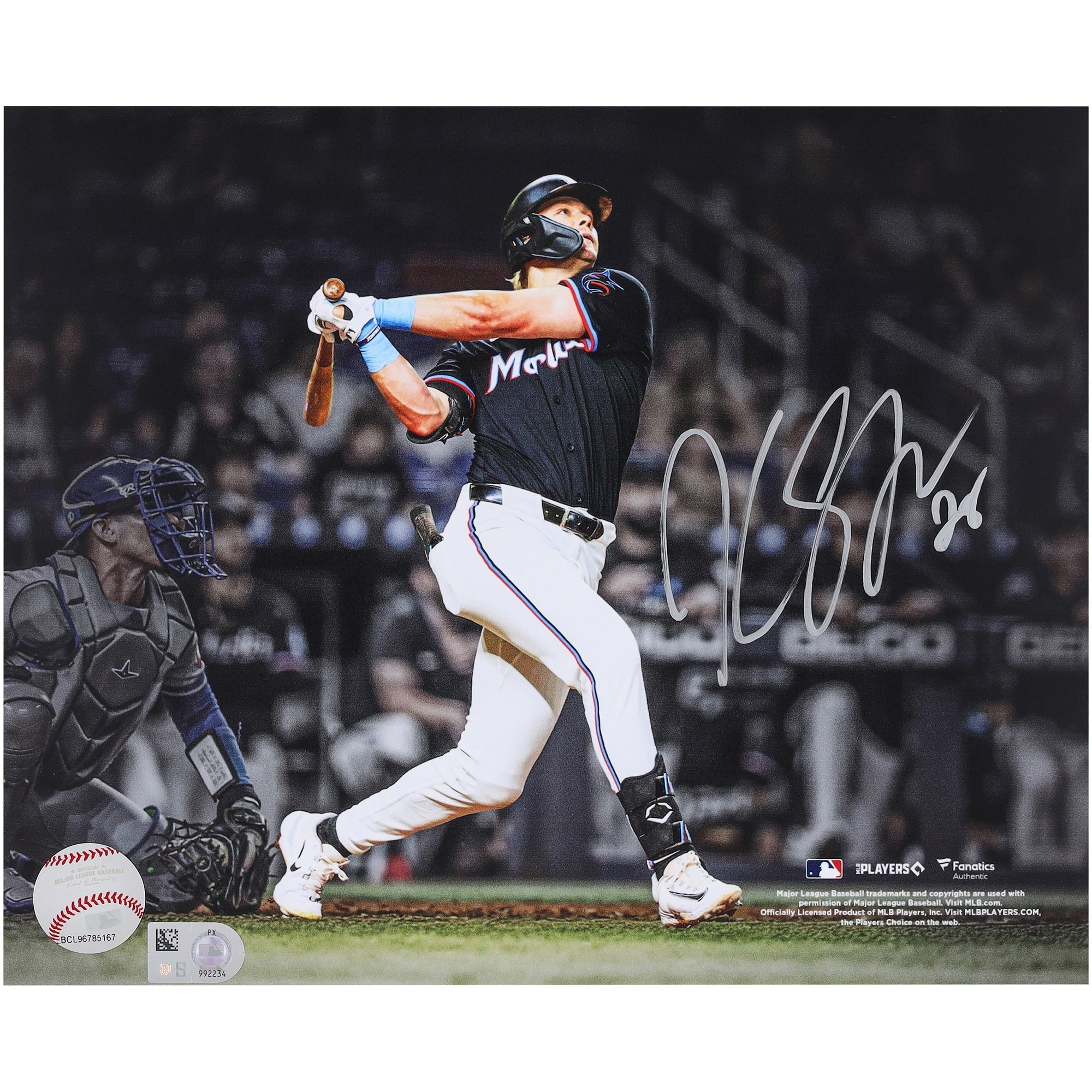 Kyle Stowers Miami Marlins Autographed Fanatics Authentic 8" x 10" Walk-Off Home Run Spotlight Photograph