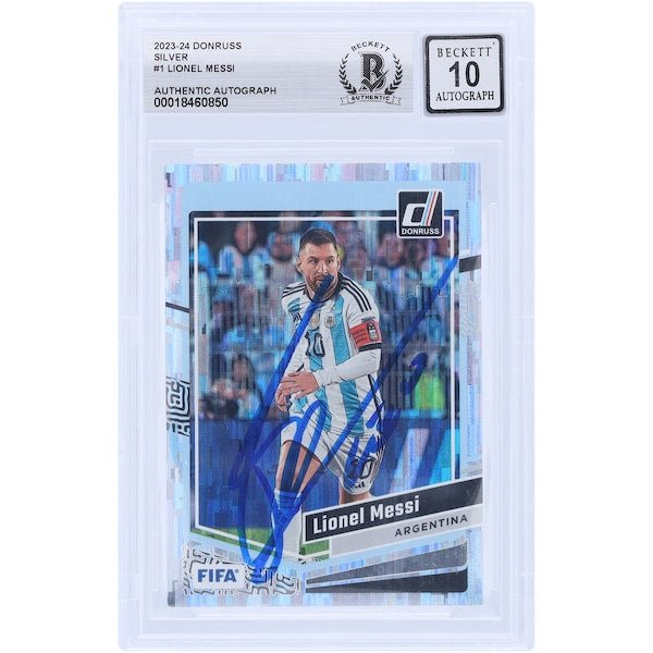 Lionel Messi Argentina National Team Autographed 2023-24 Panini Donruss Silver #1 BAS Authenticated 10 Card