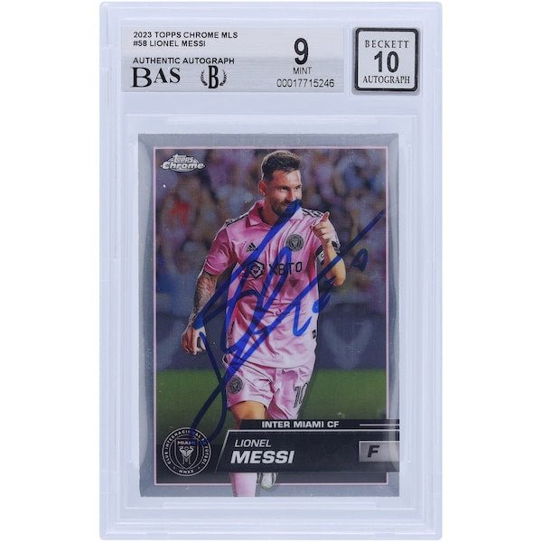 Lionel Messi Inter Miami CF Autographed 2023 Topps Chrome MLS #58 BAS Authenticated 9/10 Card