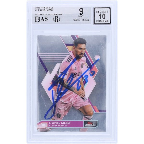 Lionel Messi Inter Miami CF Autographed 2023 Topps Finest MLS #1 BAS Authenticated 9/10 Card
