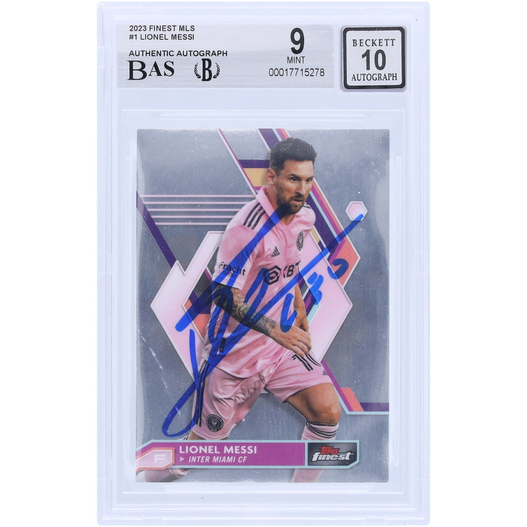 Lionel Messi Inter Miami CF Autographed 2023 Topps Finest MLS #1 BAS Authenticated 9/10 Card