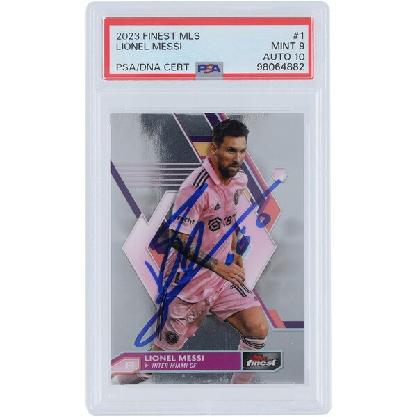 Lionel Messi Inter Miami CF Autographed 2023 Topps Finest MLS #1 PSA Authenticated 9/10 Card
