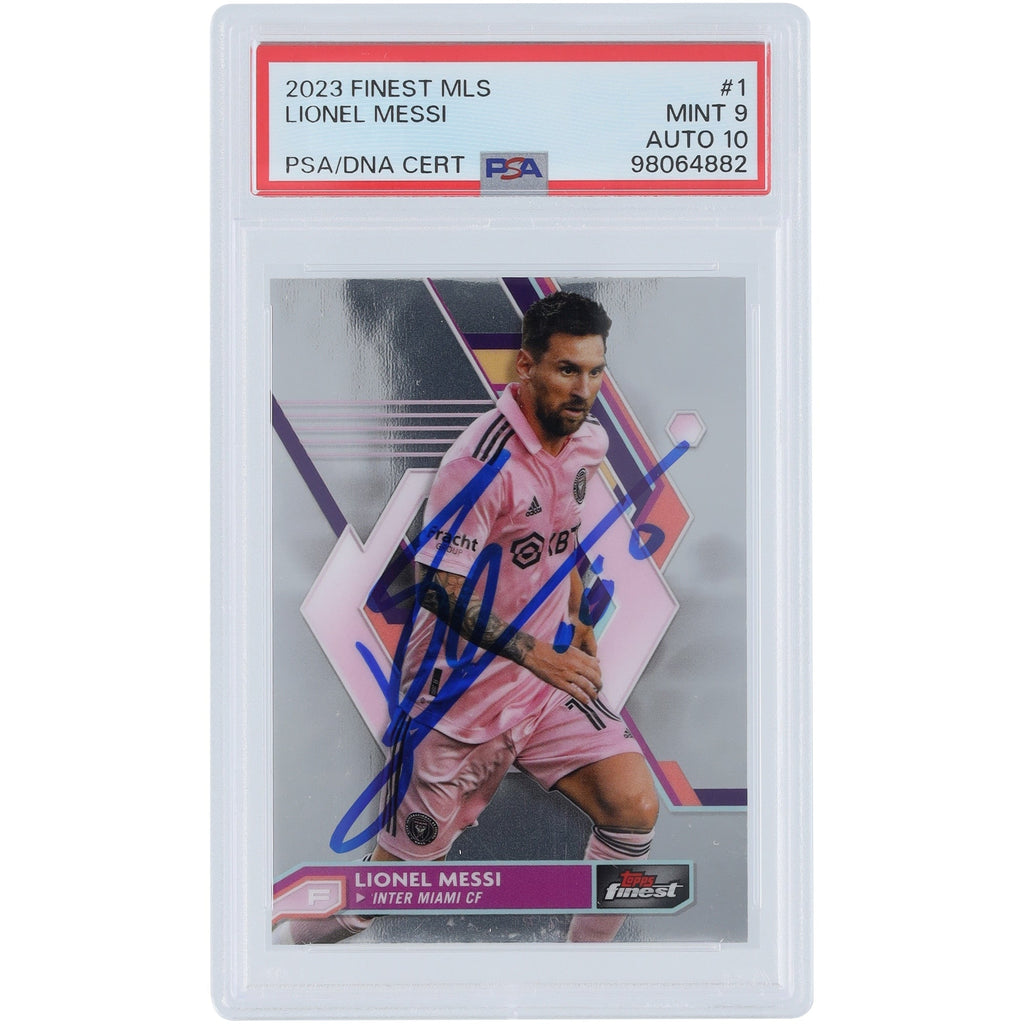 Lionel Messi Inter Miami CF Autographed 2023 Topps Finest MLS #1 PSA Authenticated 9/10 Card