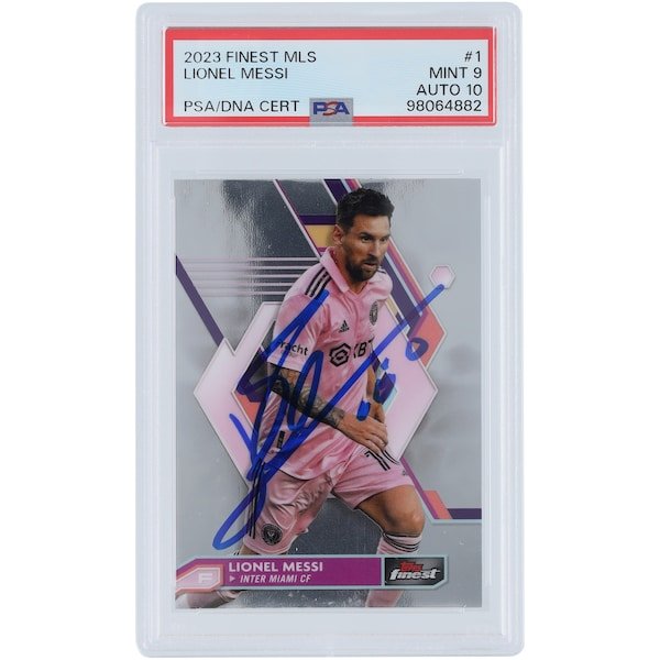 Lionel Messi Inter Miami CF Autographed 2023 Topps Finest MLS #1 PSA Authenticated 9/10 Card