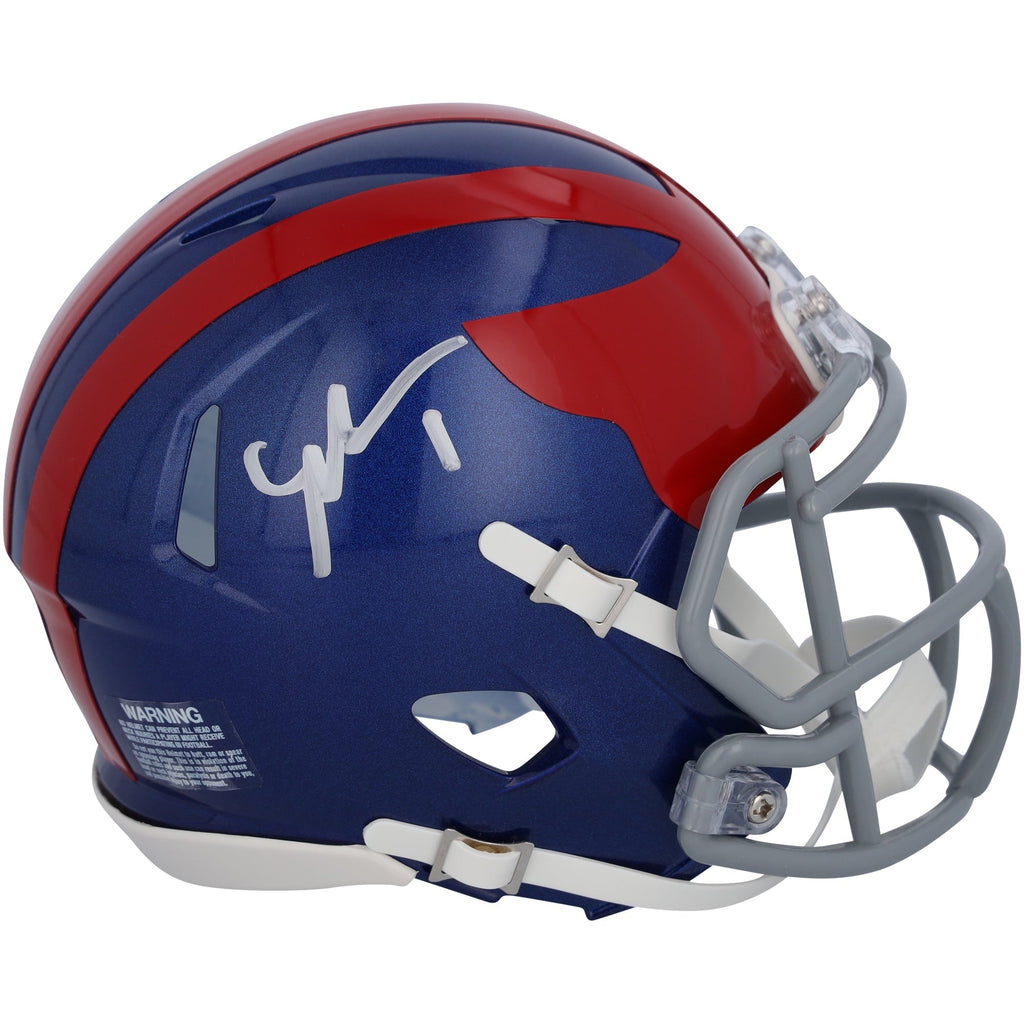 Malik Nabers New York Giants Autographed Fanatics Authentic Riddell 2024 Alternate Throwback Speed Mini Helmet