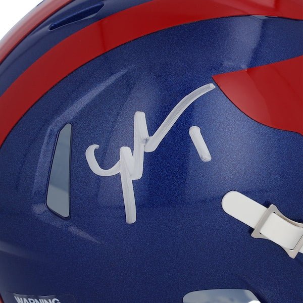 Malik Nabers New York Giants Autographed Fanatics Authentic Riddell 2024 Alternate Throwback Speed Mini Helmet