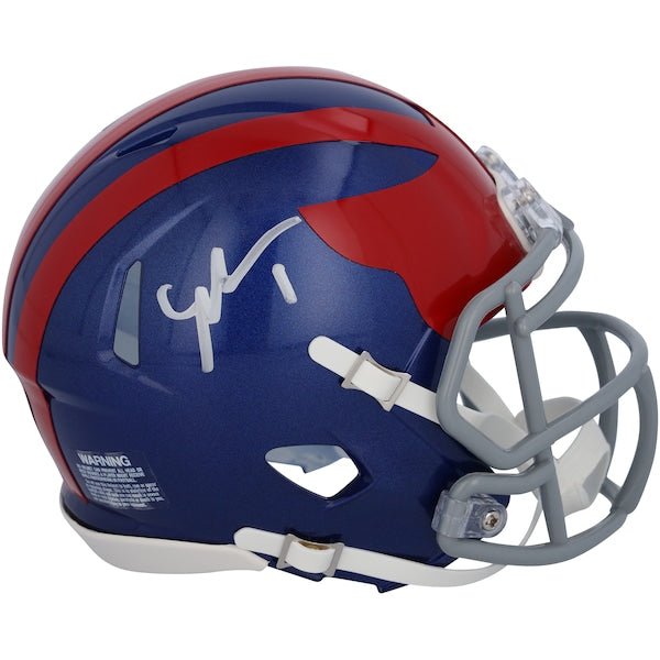 Malik Nabers New York Giants Autographed Fanatics Authentic Riddell 2024 Alternate Throwback Speed Mini Helmet