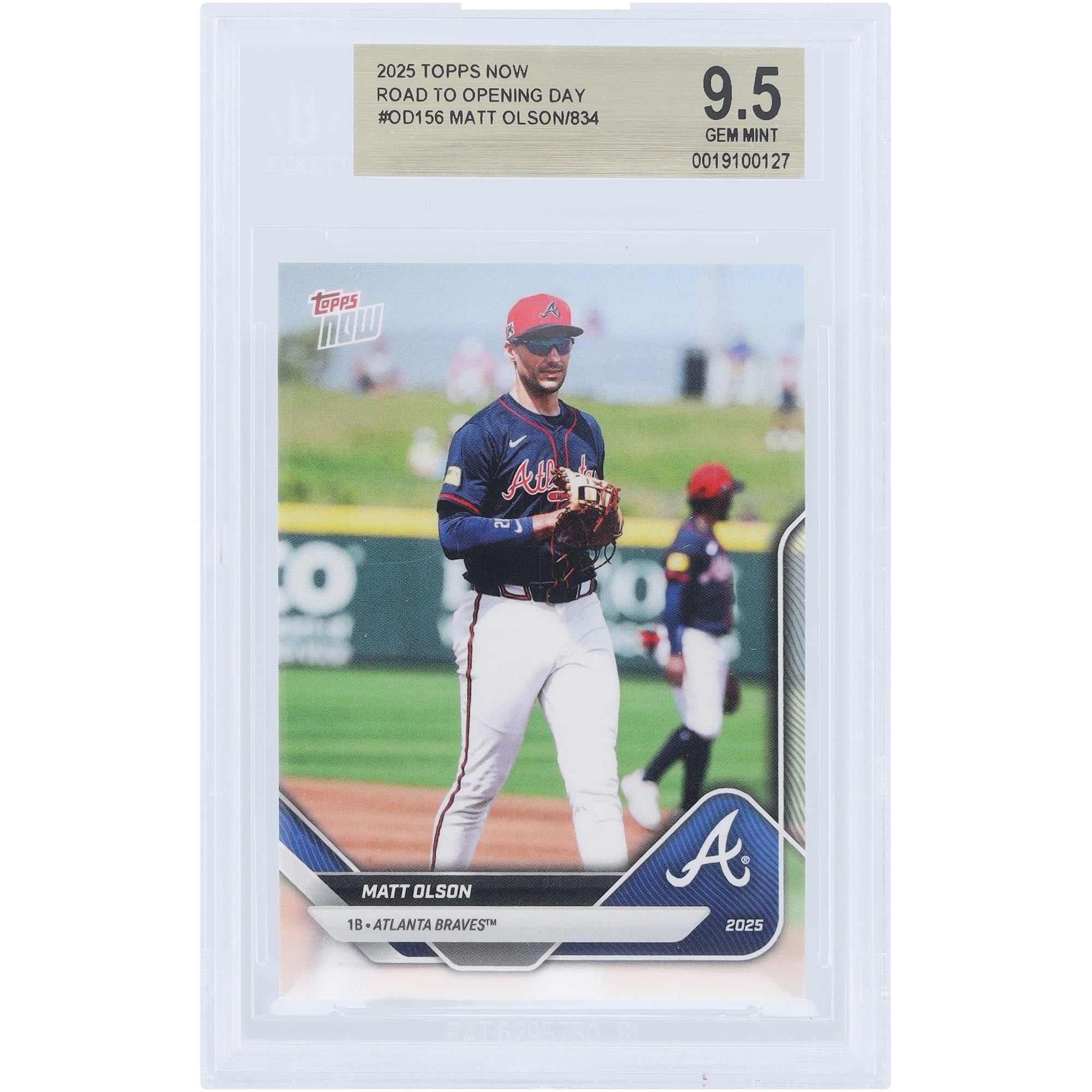 Matt Olson Atlanta Braves 2025 Topps Now Road to Opening Day #OD-156 BGS Authenticated 9.5 Card