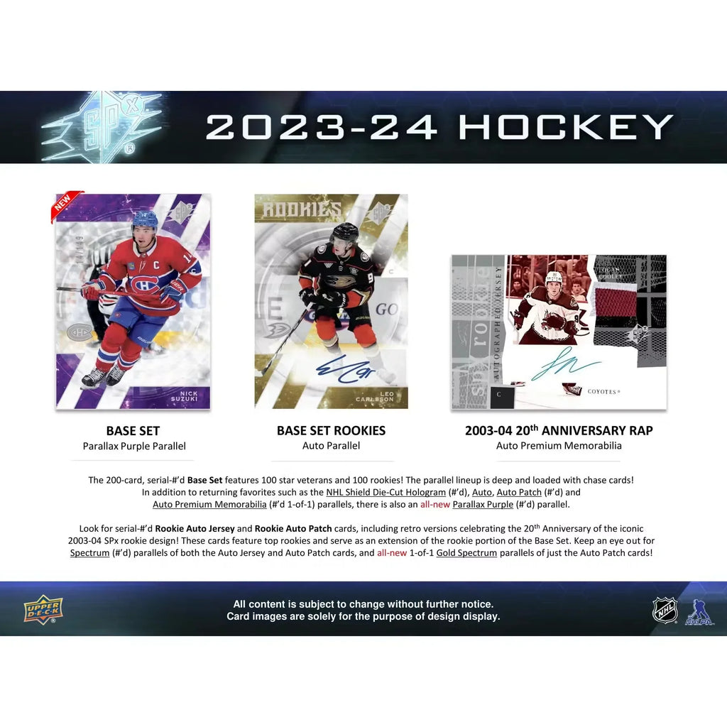 2023-24 Upper Deck SPx Hockey Hobby Box | 1 Auto Per Box (Ships Sealed Only)