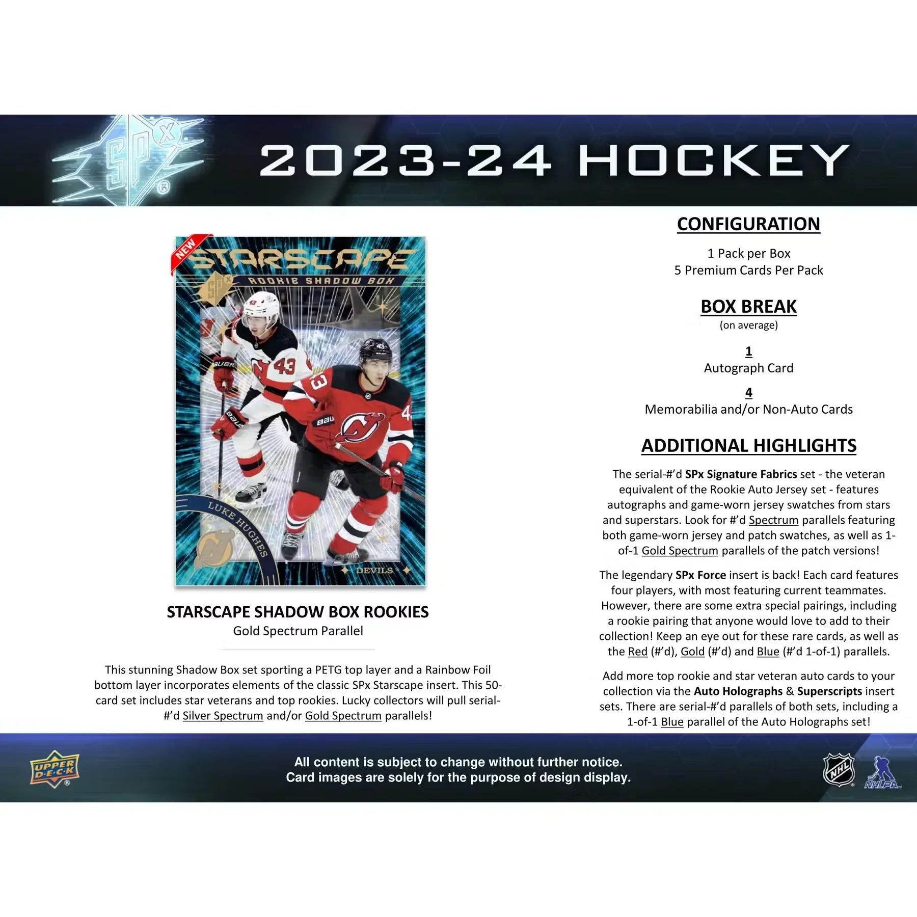 2023-24 Upper Deck SPx Hockey Hobby Box | 1 Auto Per Box (Ships Sealed Only)