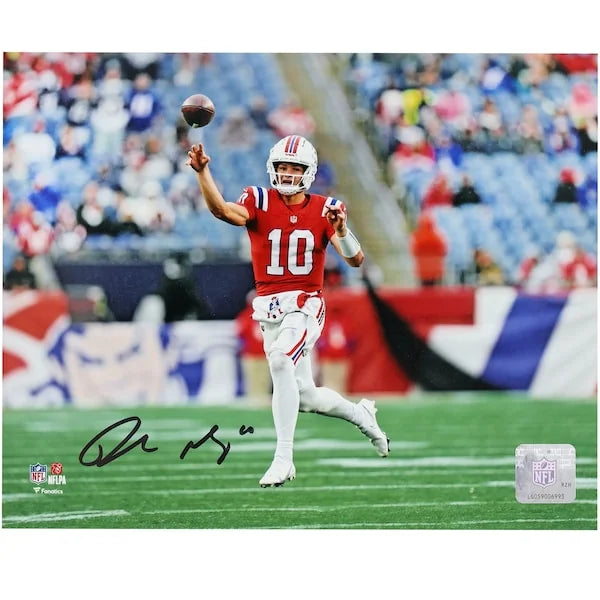 Drake Maye Signed New England Patriots 8 x 10 Photograph | Red Jersey