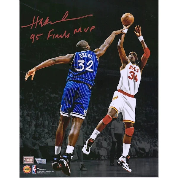Hakeem Olajuwon Signed 11 x 14 Photograph | 95 Finals MVP Inscription