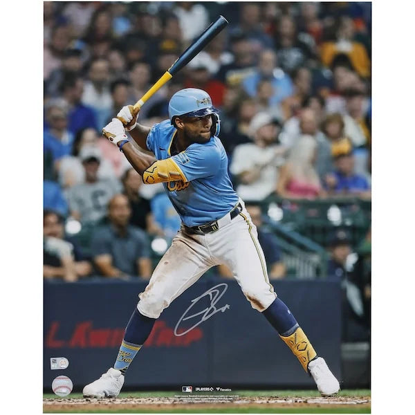 Jackson Chourio Signed 16 x 20 Hitting Photograph | Milwaukee Brewers