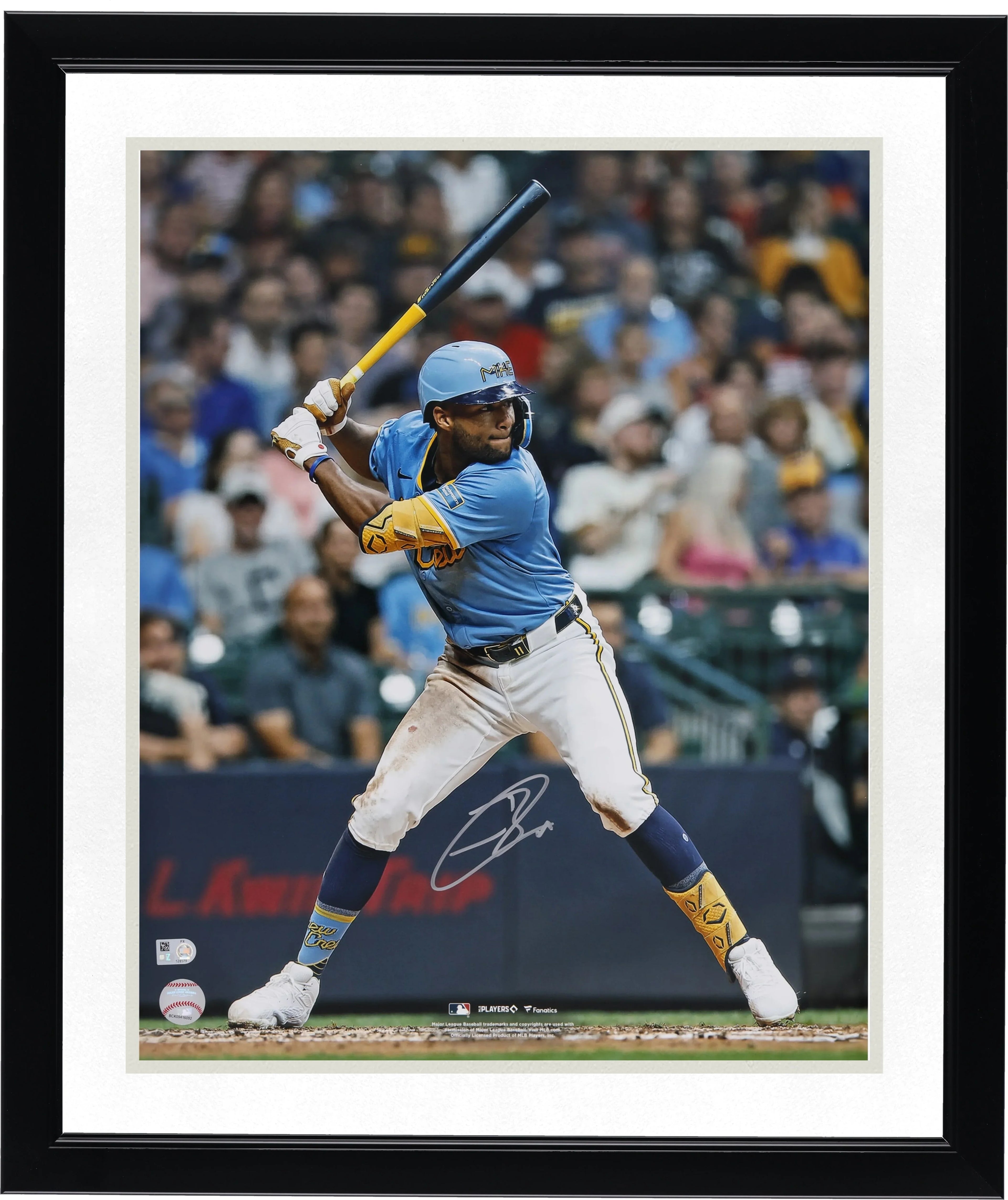 Jackson Chourio Signed 16 x 20 Hitting Photograph | Milwaukee Brewers