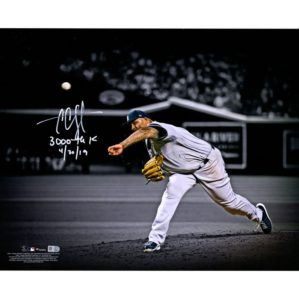CC Sabathia Signed 16 x 20 Photograph | 3000th Strikeout Inscription