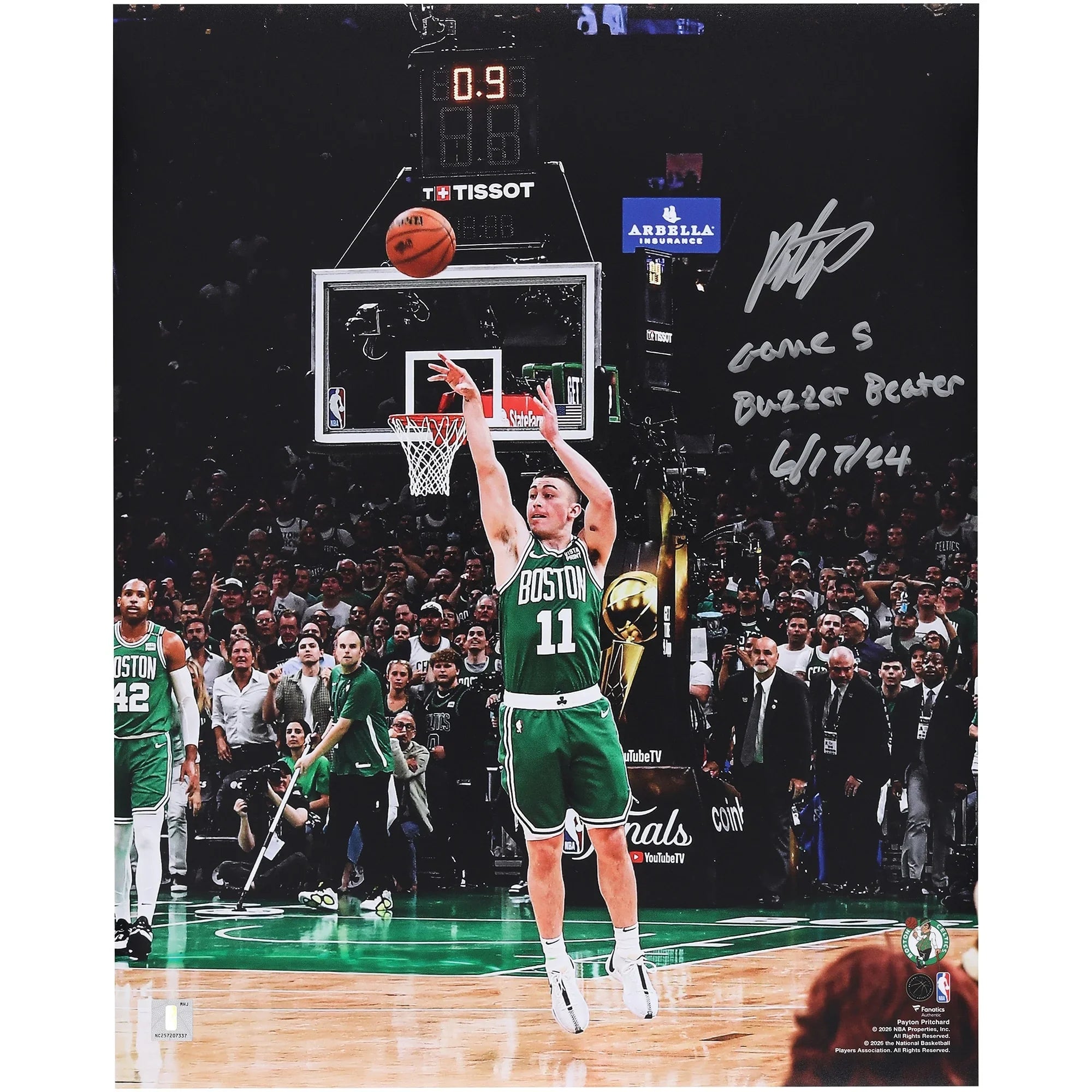 Payton Pritchard Signed 16 x 20 Photograph | Game 5 Buzzer Beater Inscription
